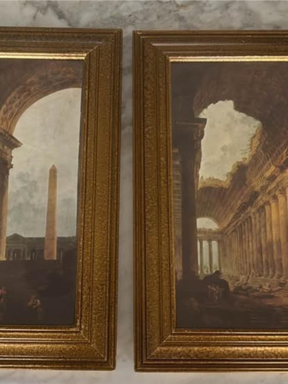 Pair of Vintage Mid-Century Hubert Robert "Roman Ruins" Framed Prints